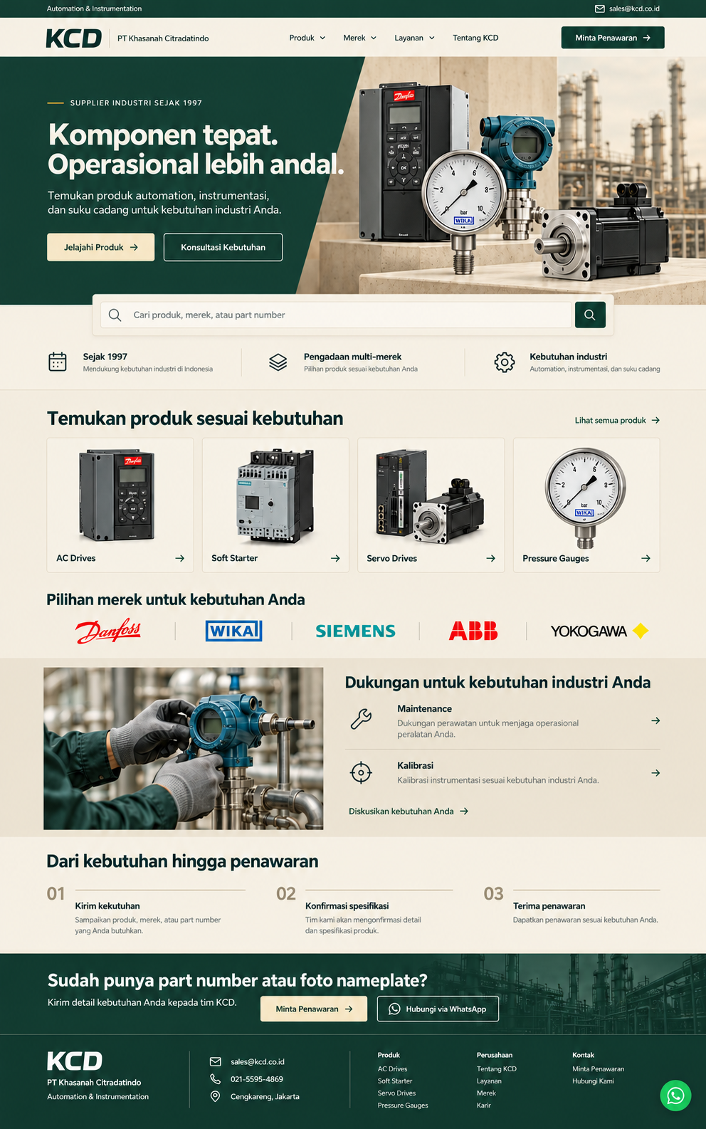Ilustrasi inverter, pressure gauge, transmitter, dan servo motor